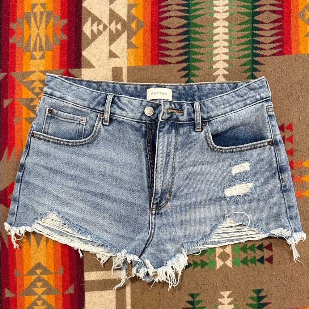 PacSun Light Blue Frayed Jean Shorts